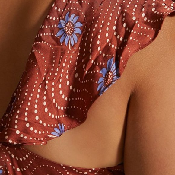 Anthropologie Ruffle-Sleeve Printed-Wrap Maxi Dress - Picture 6 of 9